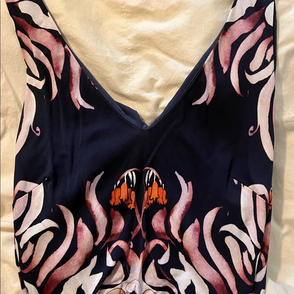 ARTELIER Nicole Miller unique print tattoo watercolor floral ruched dress - Picture 8 of 9